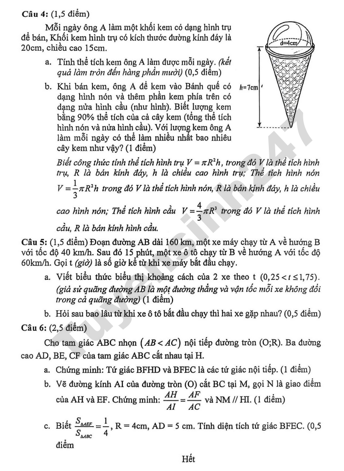 De thi hoc ki 2 lop 9 mon Toan 2026 - THCS Le Loi