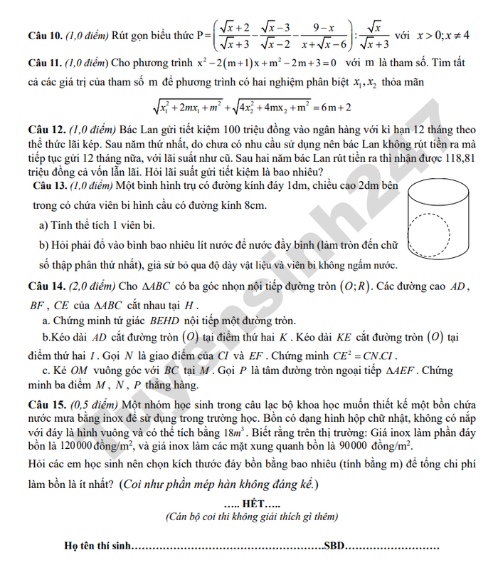 De thi thu vao lop 10 nam 2026 mon Toan - THCS Hop Thanh lan 5