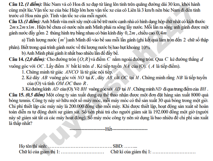 De thi thu vao lop 10 mon Toan 2026 - TH&THCS Hoang Son 1 (lan 3)