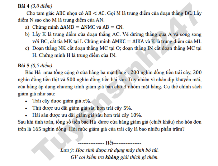 De thi hoc ki 2 mon Toan 7 THCS Nghia Tan 2026 - Co dap an