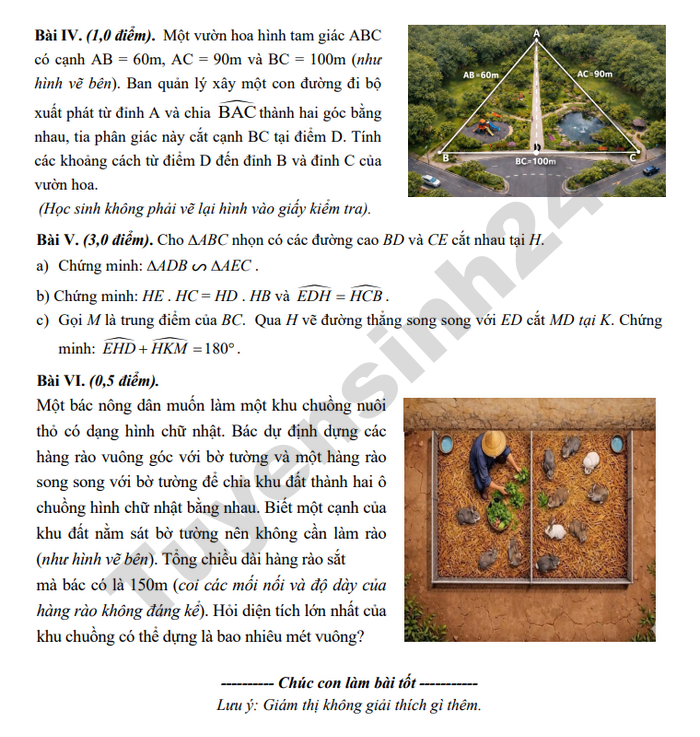 De thi hoc ki 2 lop 8 mon Toan 2026 - THCS Chuong Duong (co dap an)