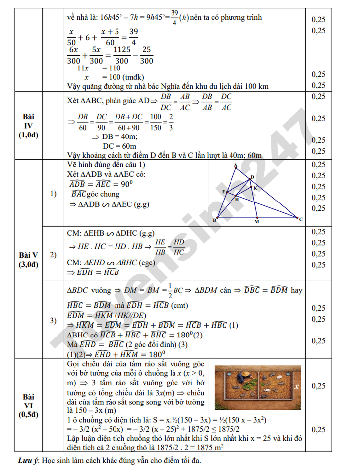 De thi hoc ki 2 lop 8 mon Toan 2026 - THCS Chuong Duong (co dap an)