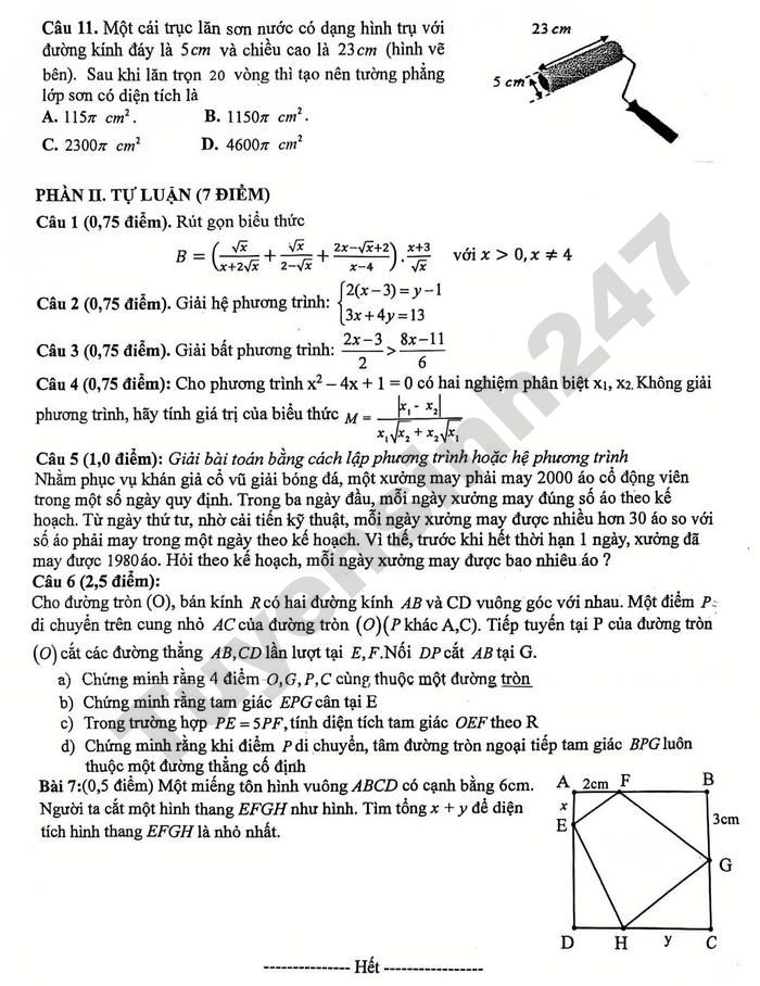 De thi thu vao lop 10 mon Toan 2026 - THCS Ly Tu Trong lan 1