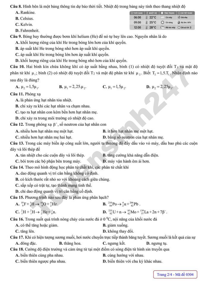 De thi thu mon Ly TN THPT nam 2026 - So GD Nghe An (dot 2)