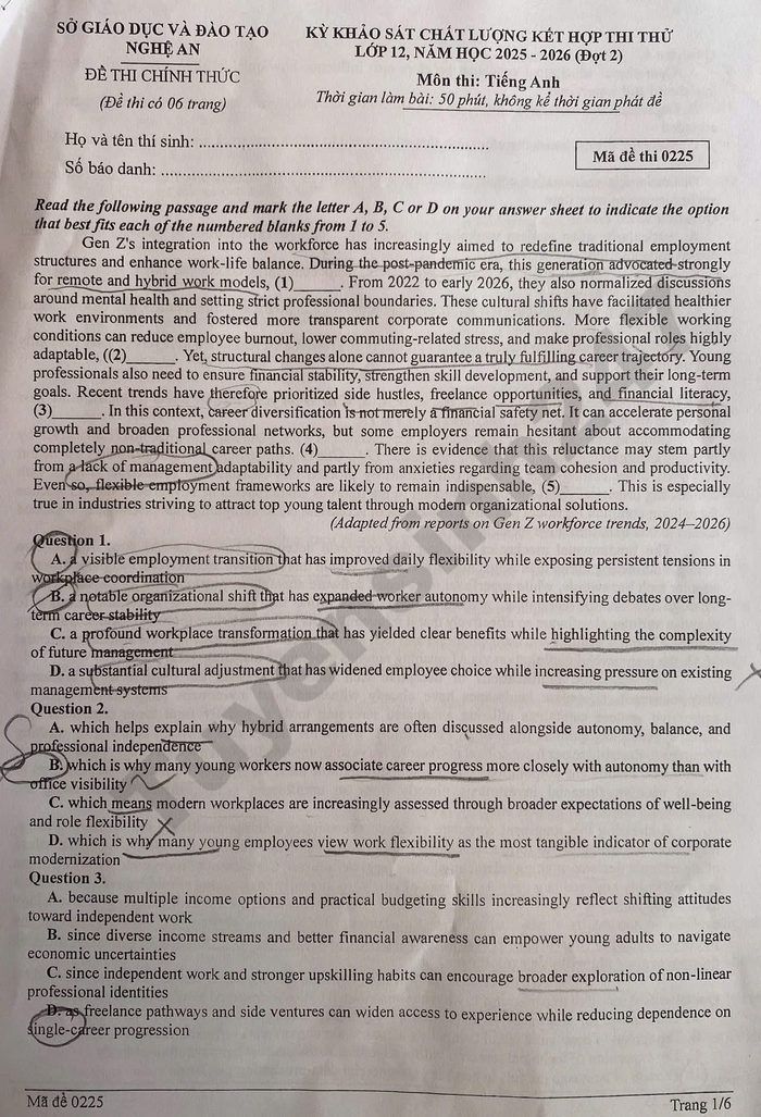 De thi thu mon Anh tot nghiep THPT nam 2026 - So GD Nghe An (dot 2)