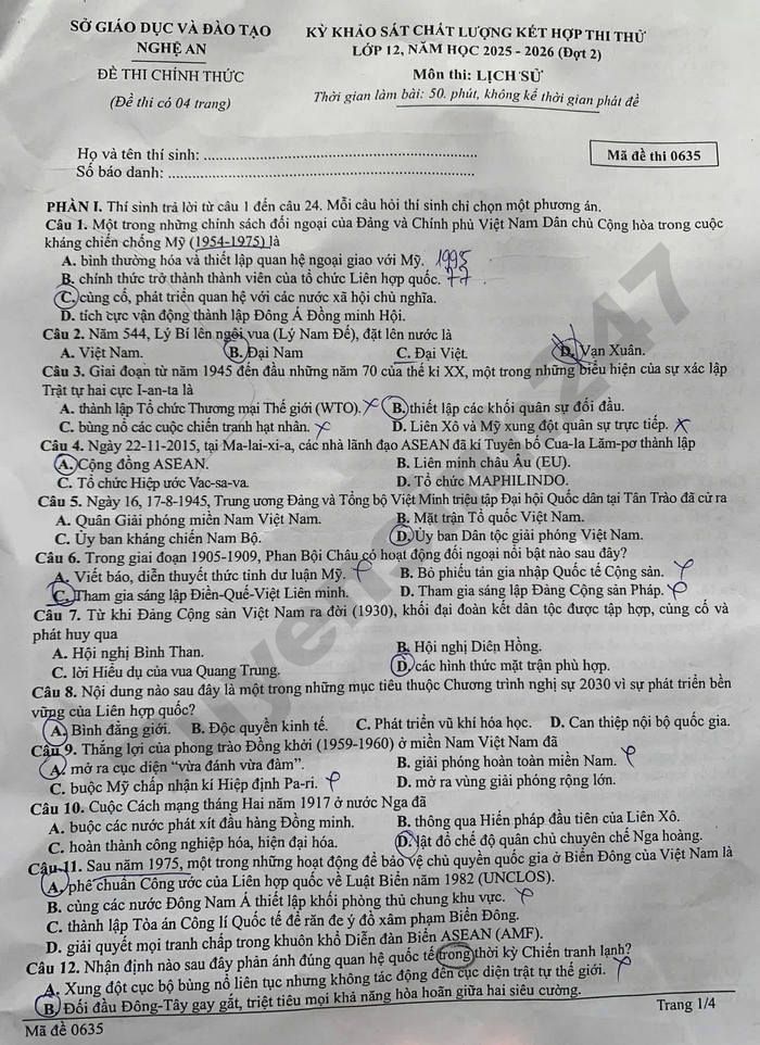 De thi thu tot nghiep THPT mon Su 2026 - So GD Nghe An (dot 2)