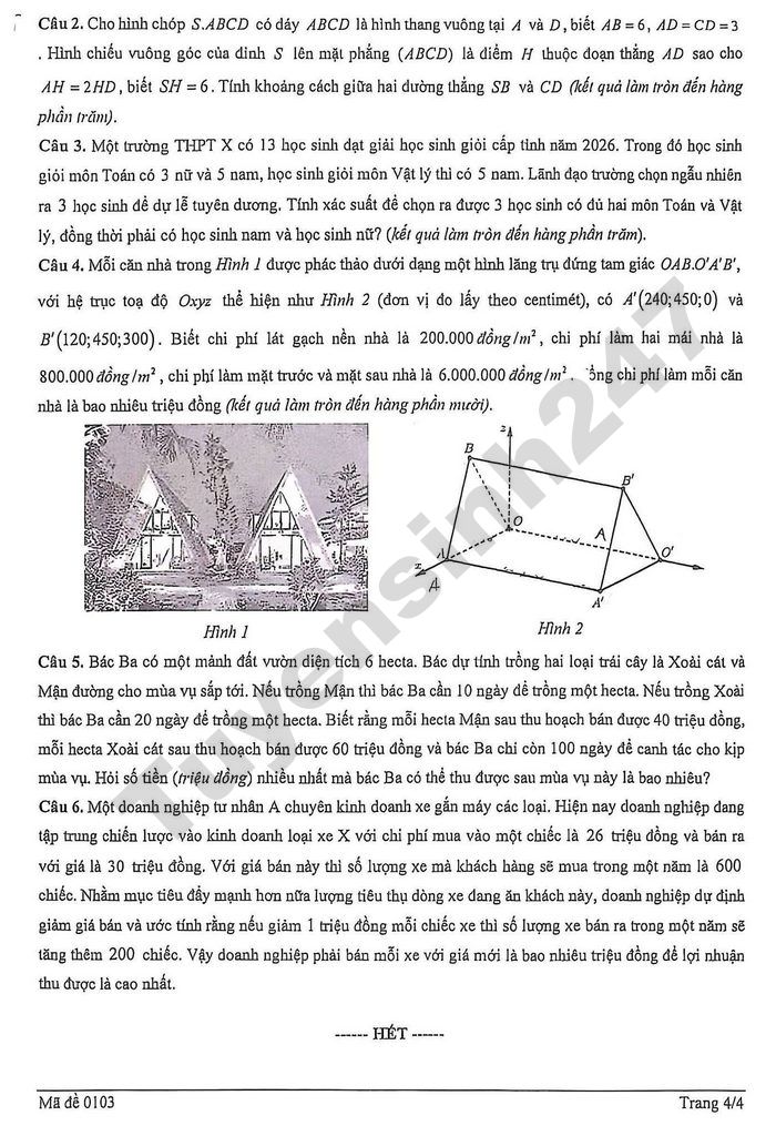 De thi thu tot nghiep THPT mon Toan 2026 - So GD Ca Mau