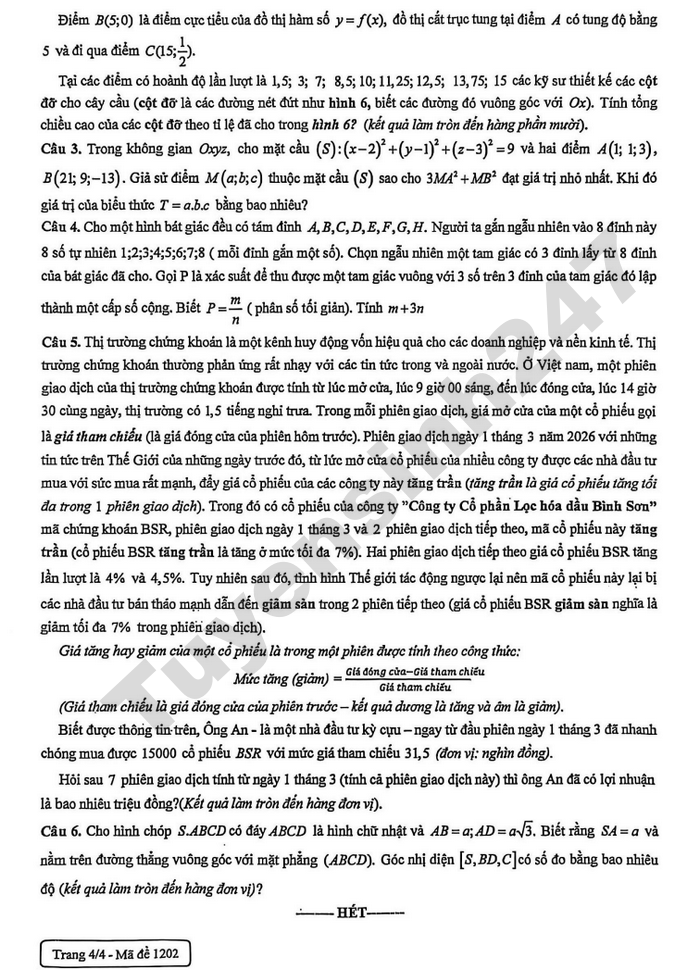 De thi thu mon Toan tot nghiep THPT 2026 lan 2 - THPT Yen Hoa