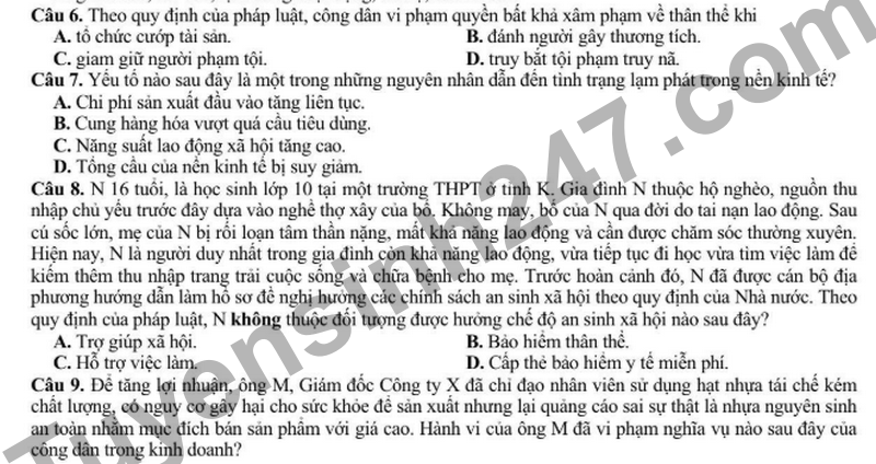 De thi thu tot nghiep mon GDKT&PL so Nghe An nam 2026