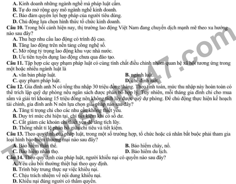 De thi thu tot nghiep mon GDKT&PL so Nghe An nam 2026