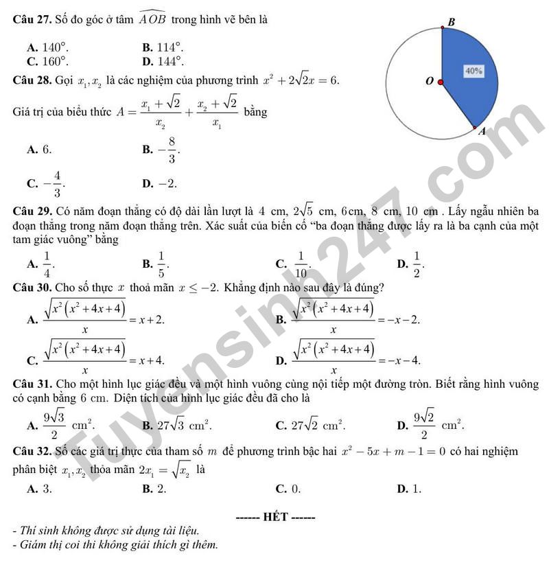 De thi thu lop 10 mon Toan nam 2026 – 2027 -  So GD&DT Bac Ninh (Co dap an)