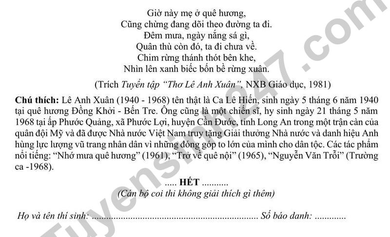 De thi thu Van vao 10 nam 2026 truong THCS Tao Xuyen (Co dap an)