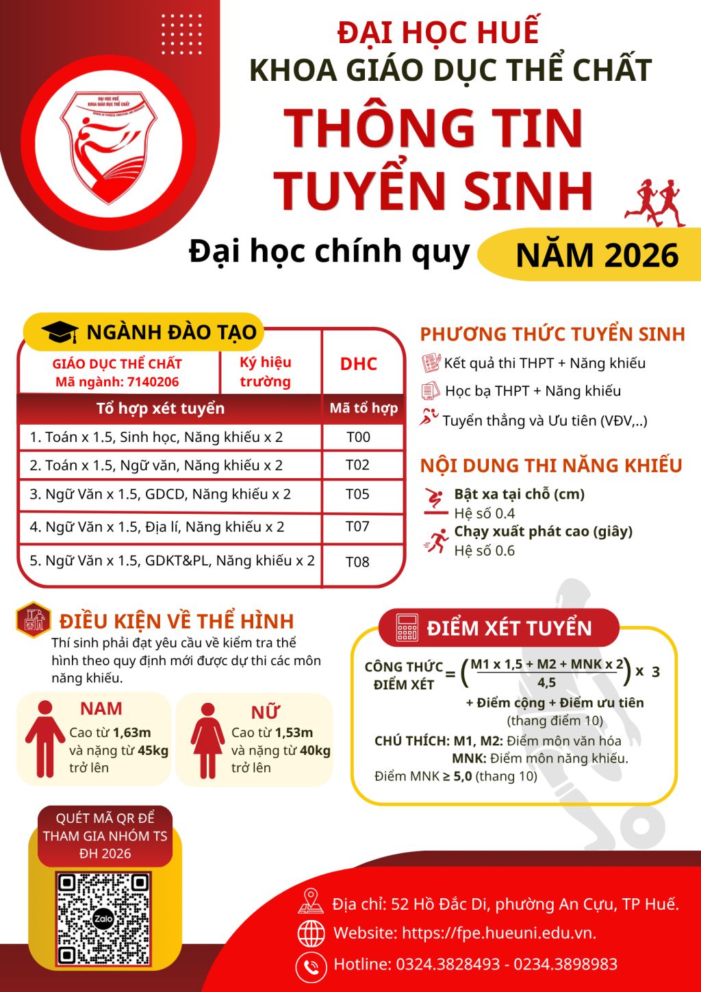 Thong tin tuyen sinh Khoa Giao duc The chat Dai hoc Hue 2026