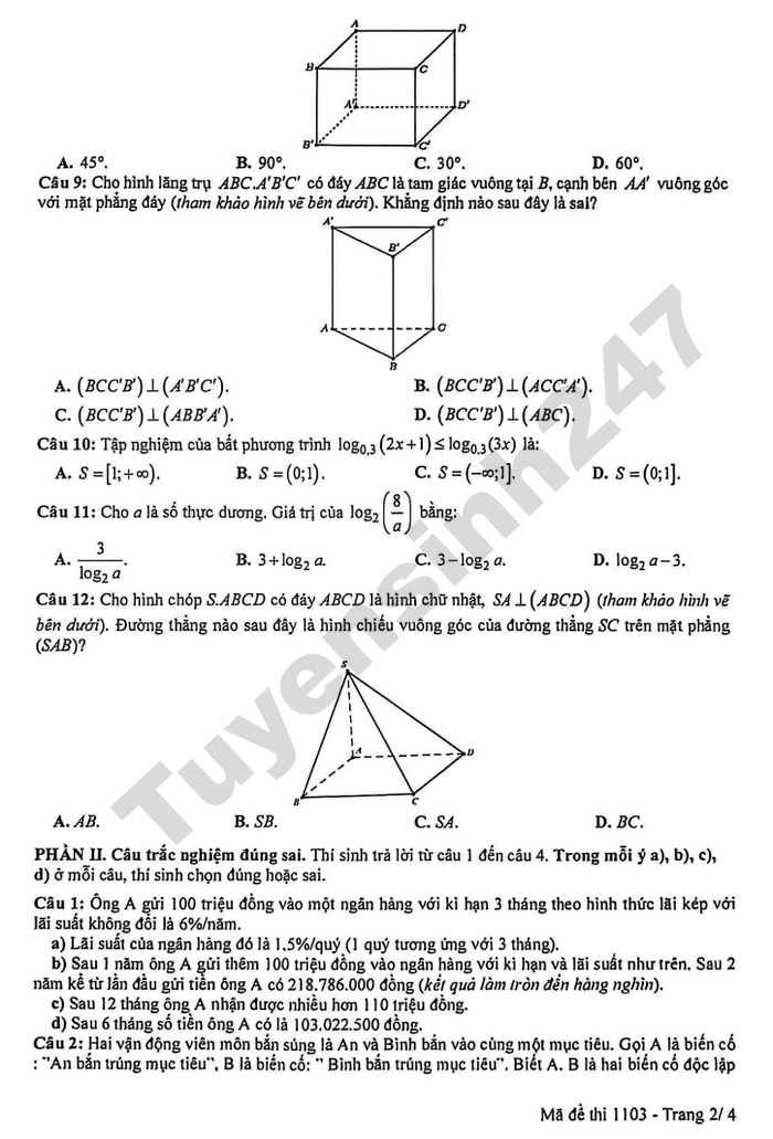 De thi cuoi ki 2 lop 11 mon Toan 2026 - So GD Hung Yen