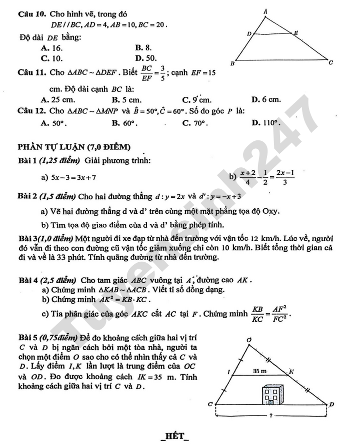 De thi hoc ki 2 lop 8 mon Toan 2026 - THCS Thanh Da