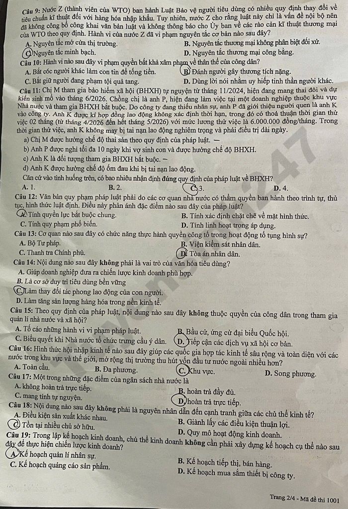 De thi thu tot nghiep THPT 2026 TP Da Nang - mon GDKT&PL