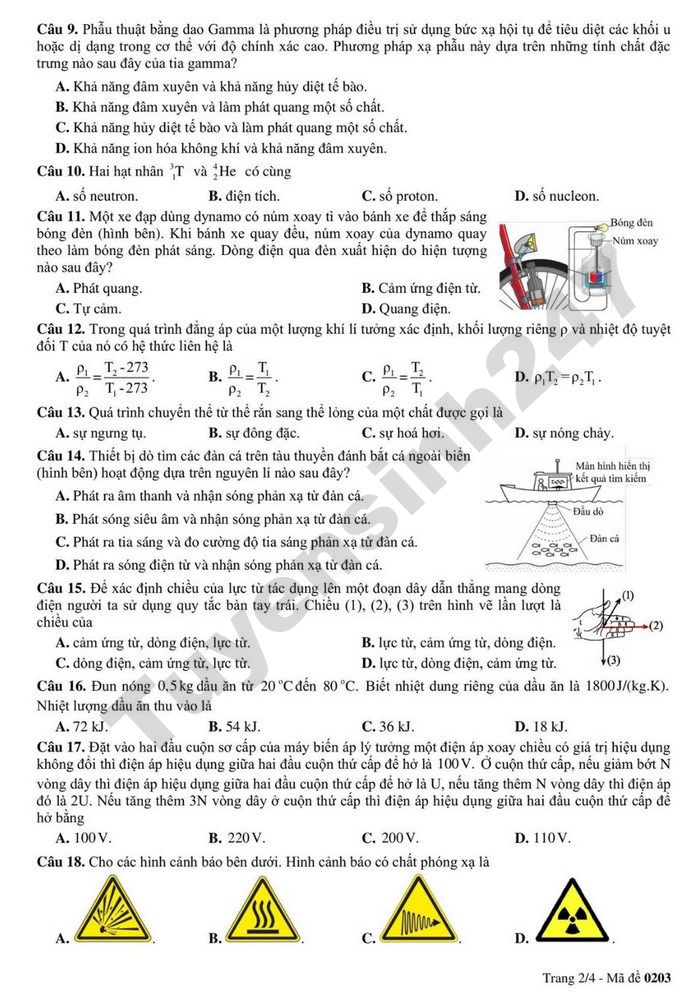 De thi thu mon Ly tot nghiep THPT 2026 - TP Da Nang
