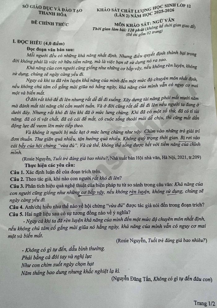 De thi thu tot nghiep THPT 2026 mon Van - So GD Thanh Hoa (lan 2)