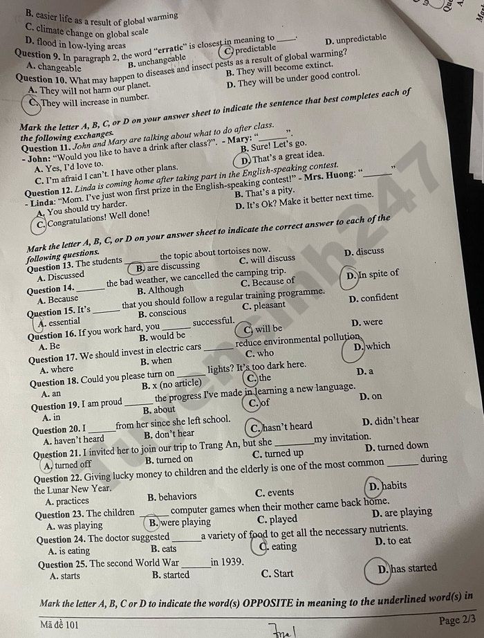 De thi thu vao lop 10 lan 2 mon Anh 2026 - THPT Song Cong