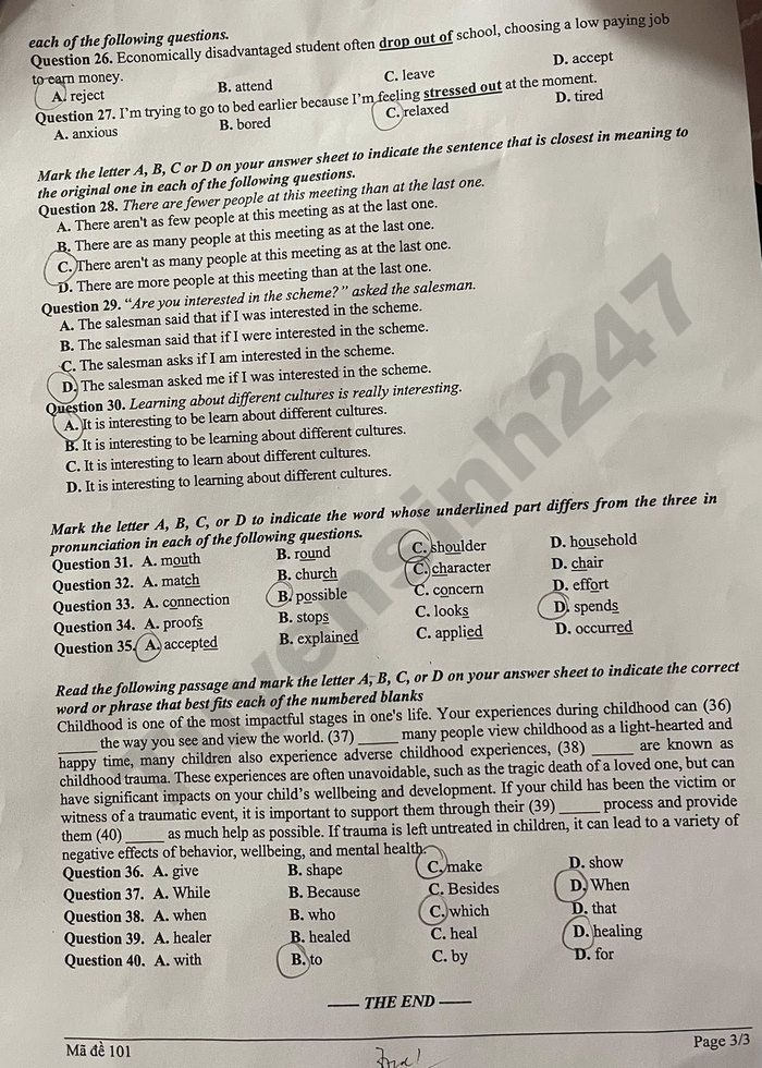 De thi thu vao lop 10 lan 2 mon Anh 2026 - THPT Song Cong