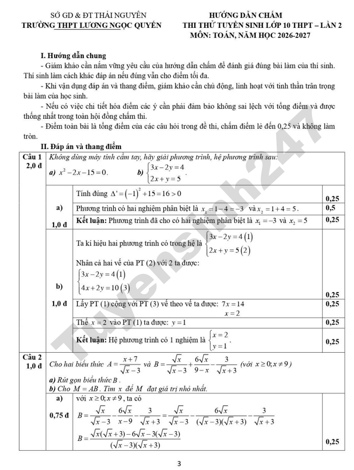 De thi thu vao lop 10 lan 2 mon Toan - THPT Luong Ngoc Quyen 2026 (co dap an)