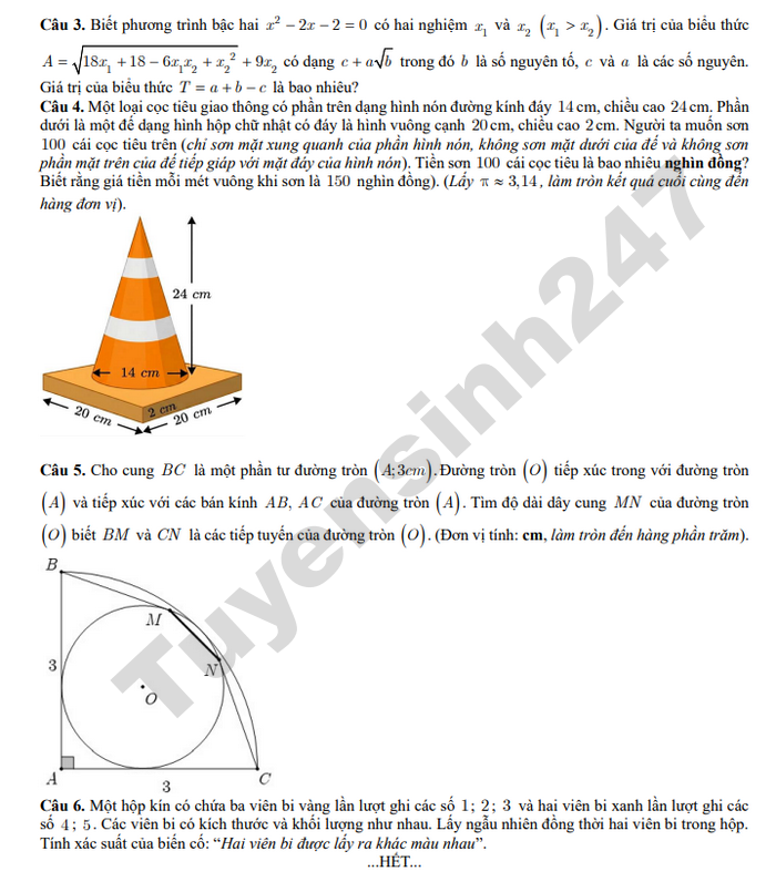 De thi thu vao lop 10 mon Toan 2026 - THCS Hong Bang lan 3