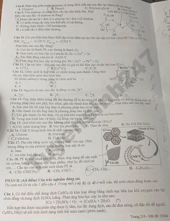 De thi thu tot nghiep THPT 2026 mon Hoa - TP Da Nang