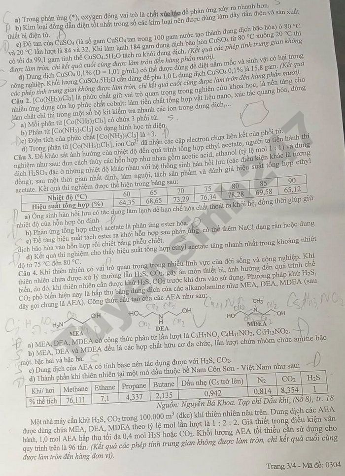 De thi thu tot nghiep THPT 2026 mon Hoa - TP Da Nang