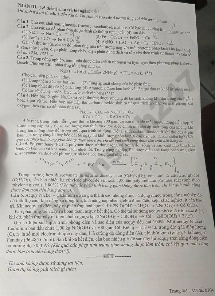 De thi thu tot nghiep THPT 2026 mon Hoa - TP Da Nang