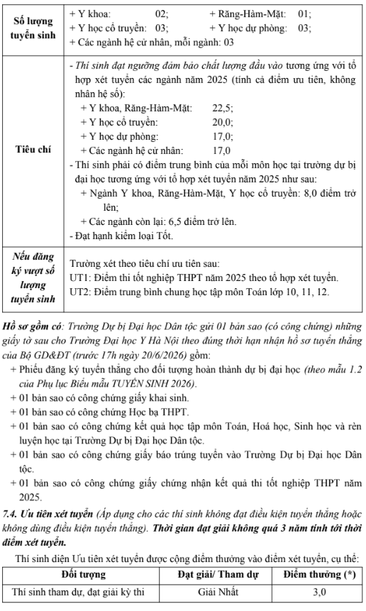 Thong tin tuyen sinh truong Dai hoc Y Ha Noi nam 2026
