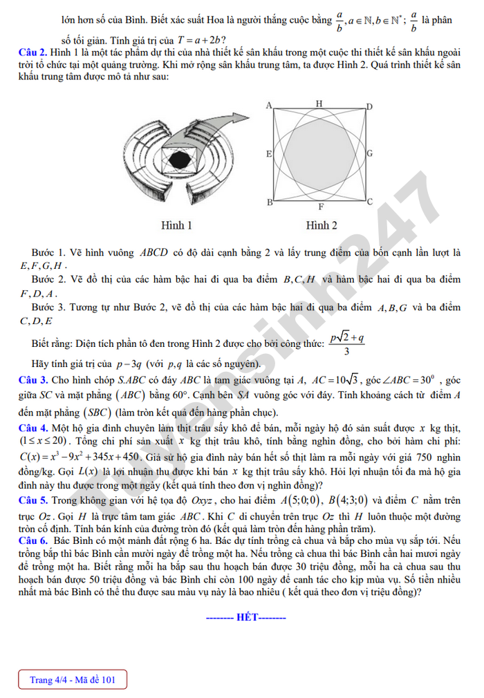 De thi thu mon Toan tot nghiep THPT 2026 - THPT Yen Dinh 1
