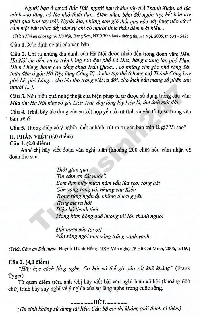 De thi hoc ki 2 mon Van lop 11 THPT Nhan Chinh 2026