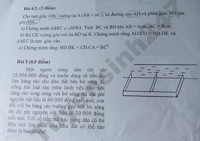 De thi hoc ki 2 nam 2026 THCS Dong Ngac - mon Toan lop 8
