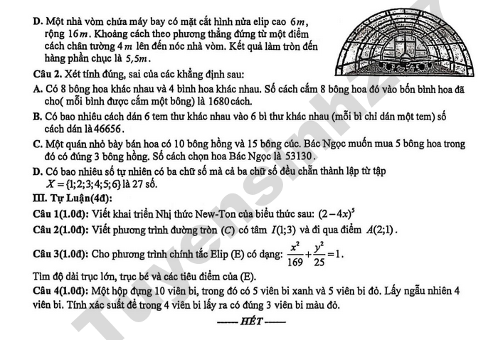 De thi hoc ki 2 lop 10 mon Toan 2026 - THPT Nguyen An Ninh