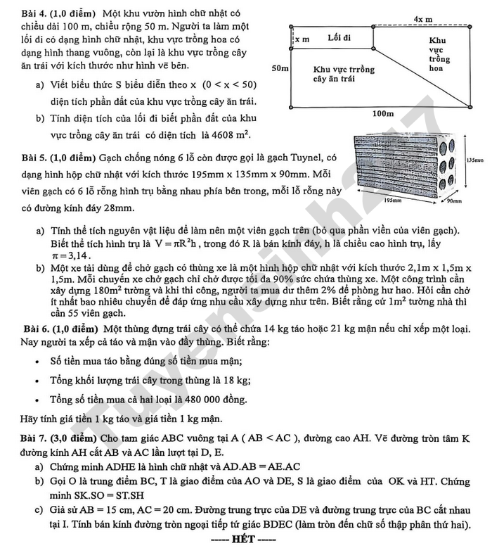 De thi thu vao lop 10 nam 2026 mon Toan - THCS Chu Van An TPHCM