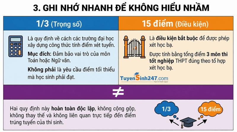 Hieu dung ve trong so 1/3 va moc 15 diem xet hoc ba 2026