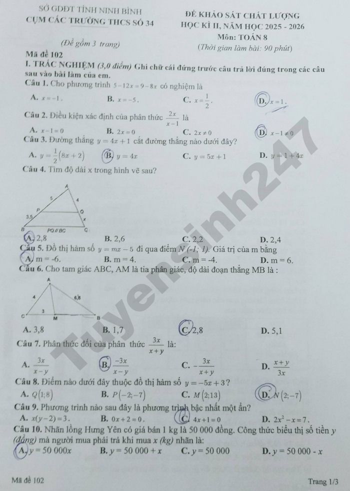 De thi hoc ki 2 mon Toan 8 Cum truong THCS so 34 Ninh Binh 2026