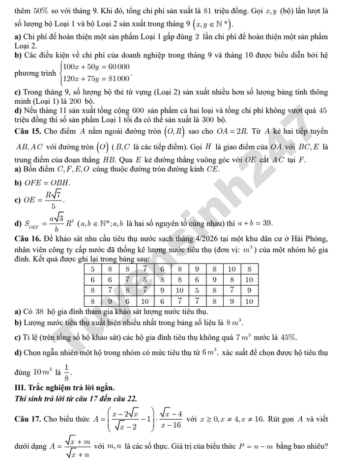 De thi thu vao lop 10 mon Toan - THCS Luong Khanh Thien 2026