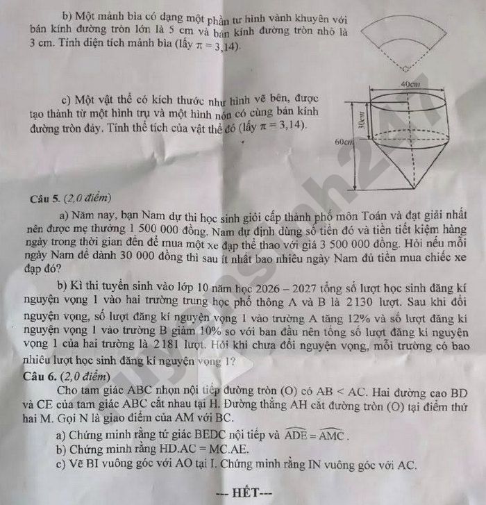 De thi thu vao lop 10 nam 2026 mon Toan - THCS Trung Vuong