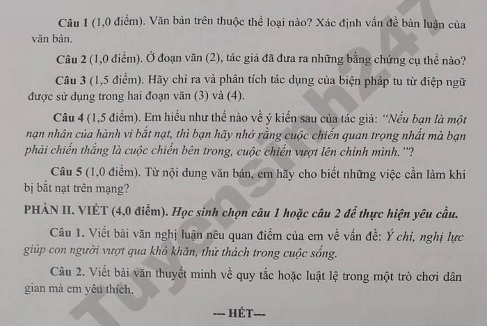 De thi hoc ki 2 lop 7 mon Van 2026 - Cum truong THCS so 14 Ninh Binh