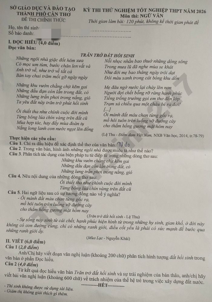 De thi thu mon Van tot nghiep THPT 2026 - TP Can Tho