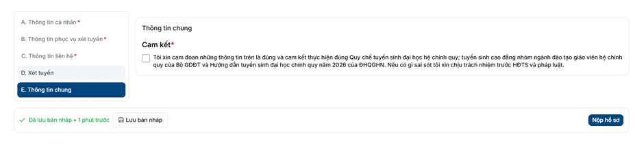 Huong dan dang ky ho so xet tuyen truong Dai hoc Cong nghe - DHQG HN 2026