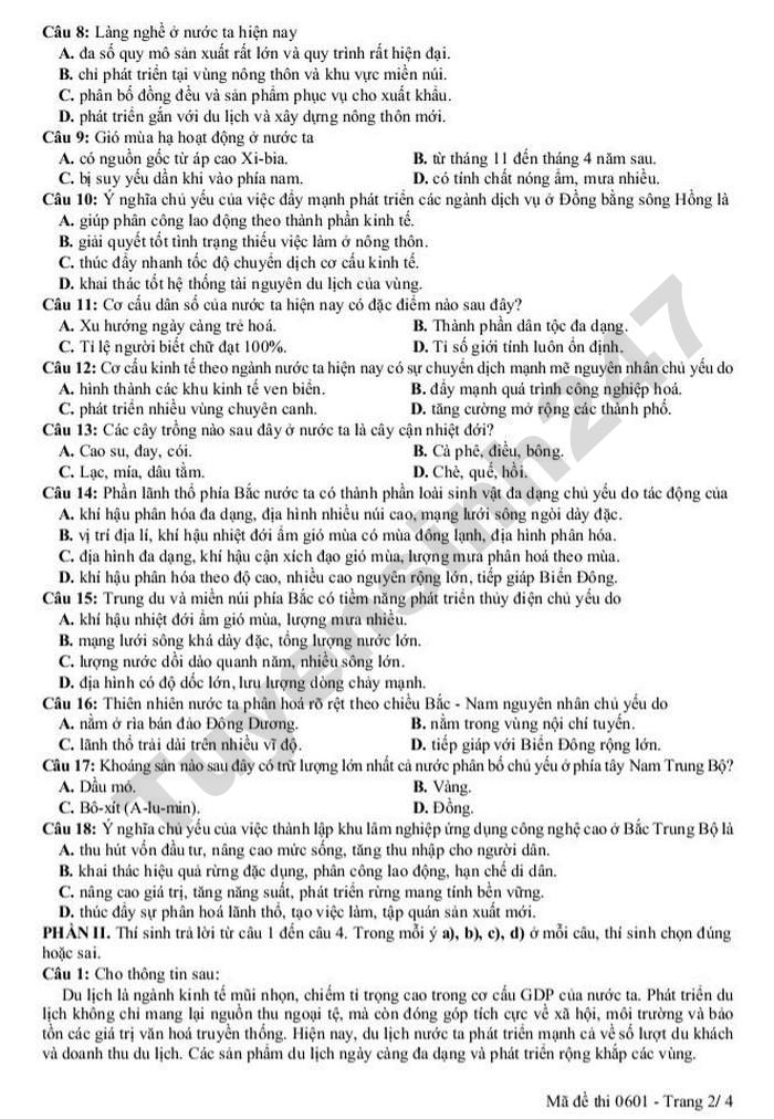 De thi thu tot nghiep THPT 2026 TP Can Tho - mon Dia