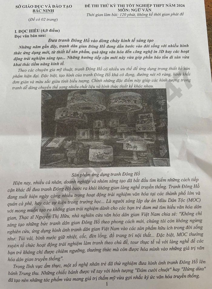 De thi thu tot nghiep THPT mon Van 2026 - So GD Bac Ninh
