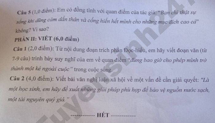 De thi hoc ki 2 nam 2026 lop 9 mon Van - THCS D'Ran