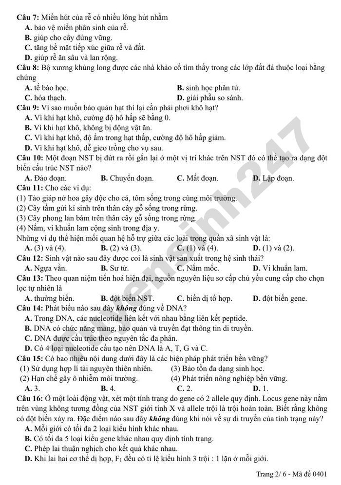 De thi thu TN THPT 2026 So GD Bac Ninh - mon Sinh