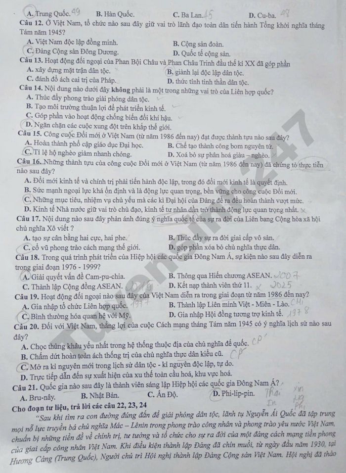De thi thu mon Su tot nghiep THPT nam 2026 - So GD Bac Ninh