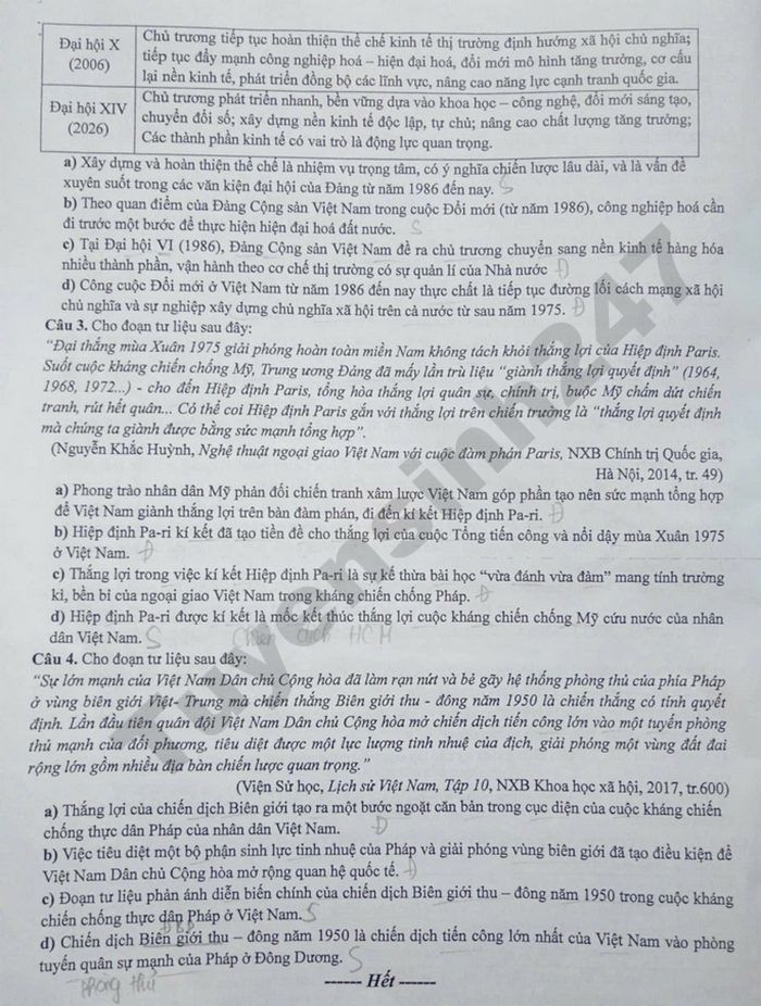 De thi thu mon Su tot nghiep THPT nam 2026 - So GD Bac Ninh