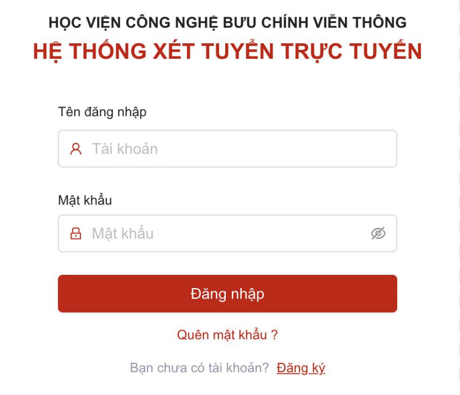 Hoc vien Cong nghe Buu chinh vien thong (PTIT) huong dan dang ky thong tin xet tuyen truc tuyen 2026