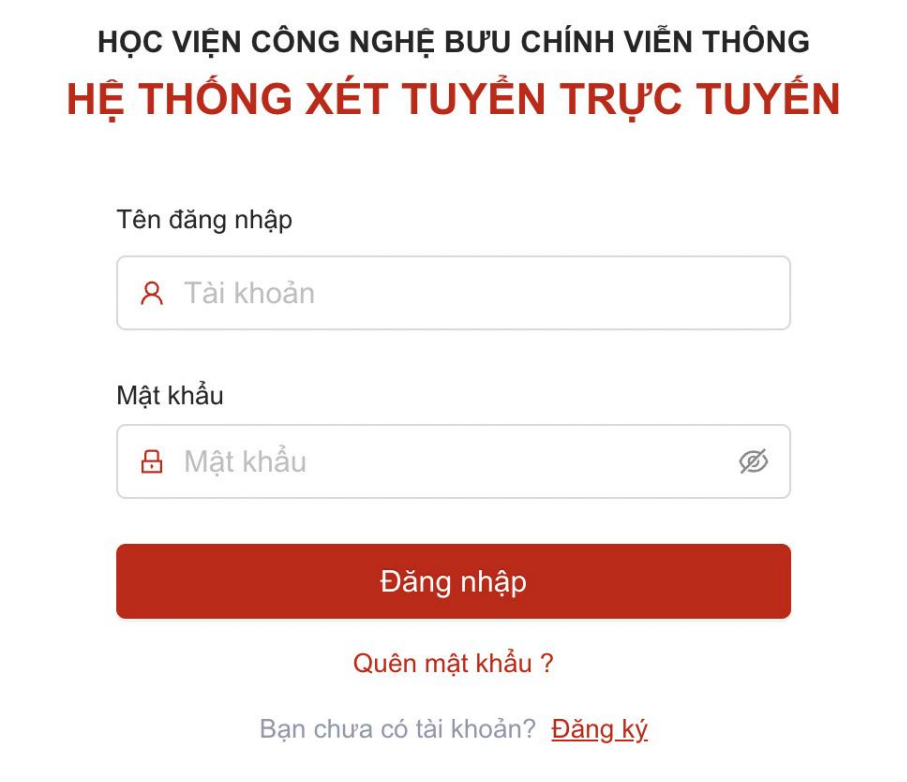 Hoc vien Cong nghe Buu chinh vien thong (PTIT) huong dan dang ky thong tin xet tuyen truc tuyen 2026